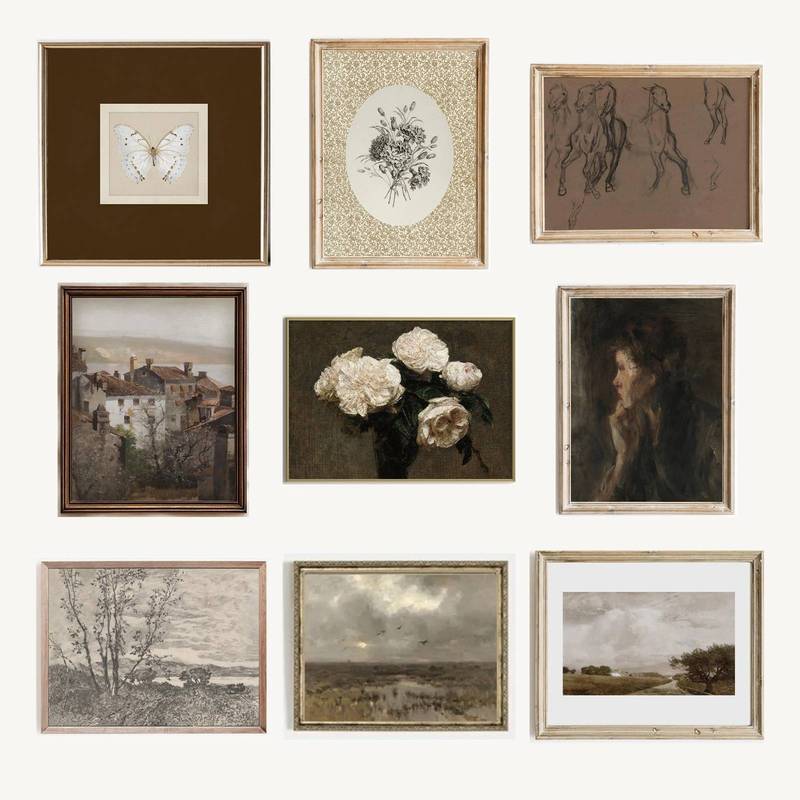 Butterfly Floral Portrait Rustic European Poster No Frame Canvas Wall Art Painting Living Room Decor