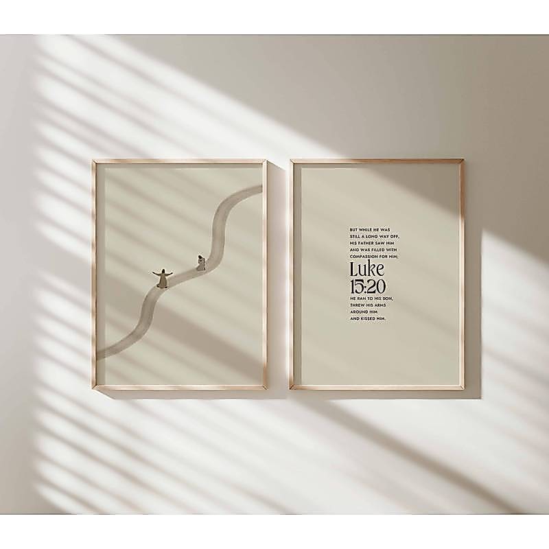 Bible Prodigal Son Road Luke 15 20 Scripture Set Poster No Frame Canvas Wall Art Painting Religious Study Decor