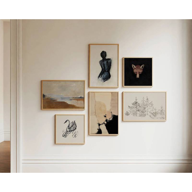 Fox Swan Figure Abstract Vintage Eclectic Poster No Frame Canvas Wall Art Painting Bedroom Living Room Decor
