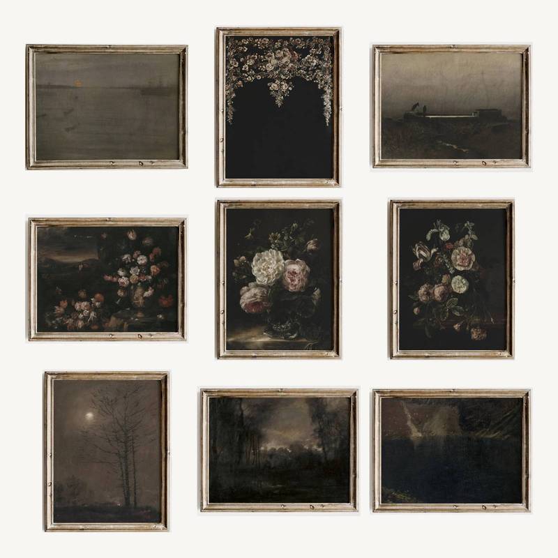 Dark Floral Landscape Moody Victorian Poster No Frame Canvas Wall Art Painting Bedroom Living Room Decor