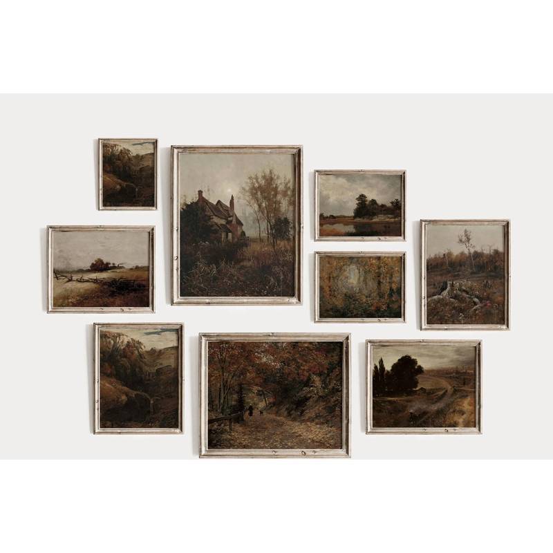 Autumn Landscape Vintage Dark Academia Poster No Frame Canvas Wall Art Painting Living Room Cottagecore Decor