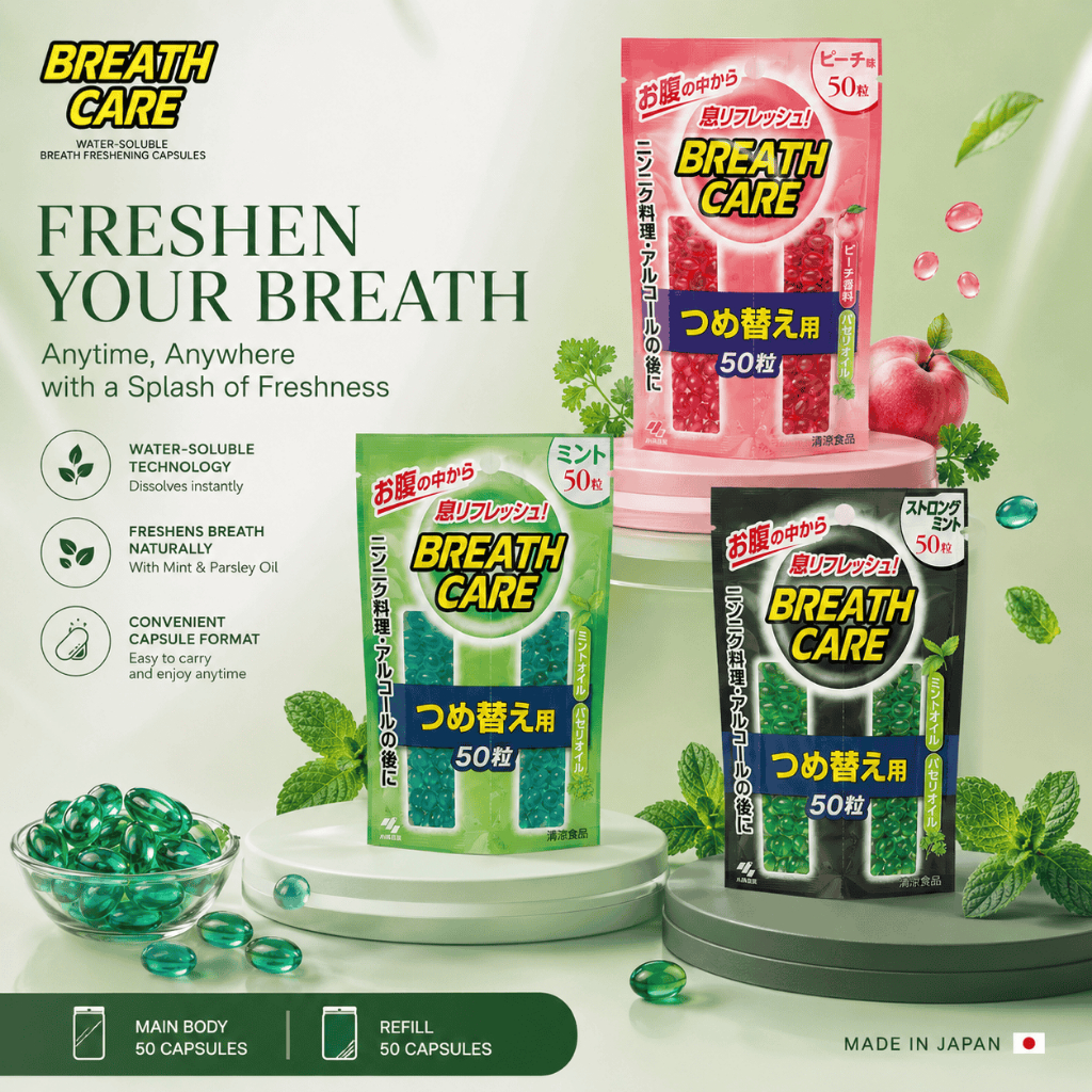 Kobayashi Breath Care Drinkable Breath Refreshing Capsule 50 & Refill 100 Refrescante Oral