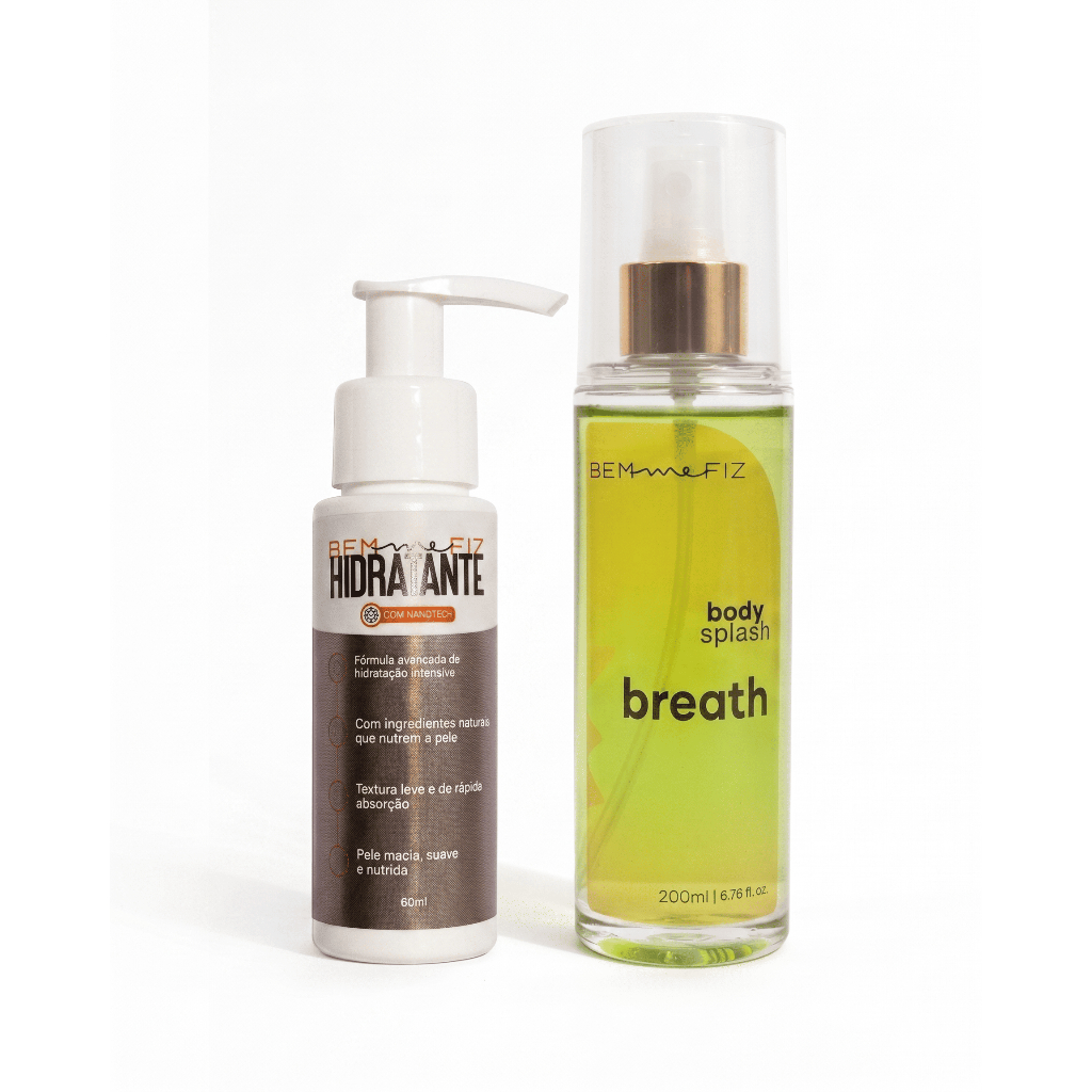 Kit Hidratante + Body Splash Breath Relaxante Pele Sensivel Dermatite Atópica Corporal Intenso