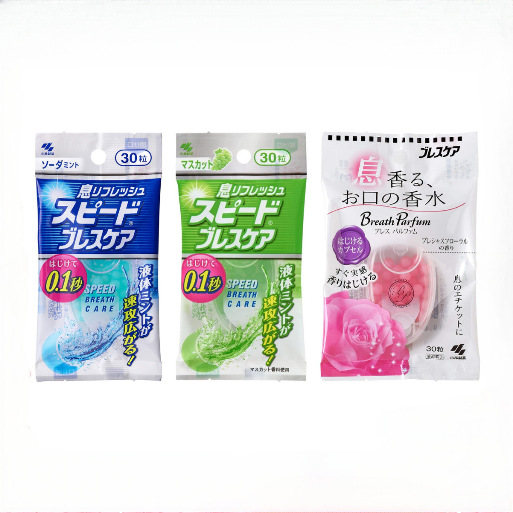 Kobayashi Speed Breath Care Cápsulas Refrescantes Instantâneas para o Hálito Sabor Menta / Uva / Rosa 30 Cápsulas [Diret