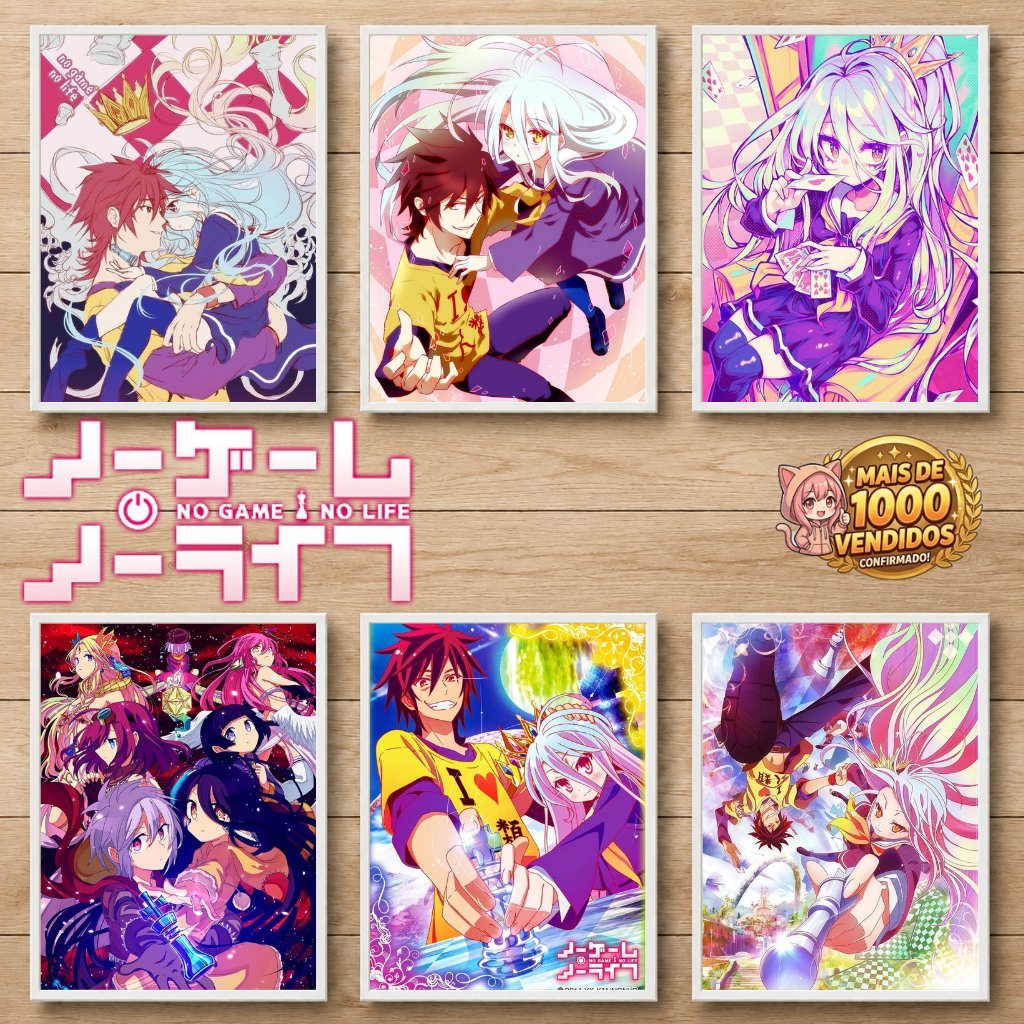 Placa Decorativa No Game no Life – Quadros MDF 20x28 Premium