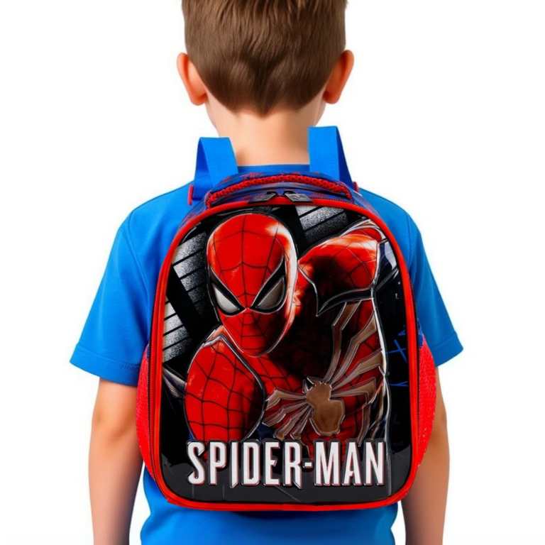 Lancheira Bolsa Merendeira Escolar Grande Térmica Infantil Alça de Costas Menino Spider Man Homem Aranha Marvel Original
