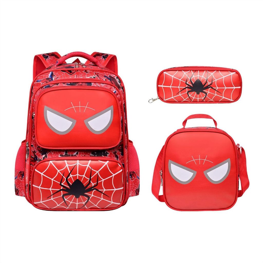 3 Em 1 16 Polegada Rota 66 Relâmpago McQueen Spiderman Escola Primária Cooler Lápis Bolsa Mochila Para Meninos Padrão 1-