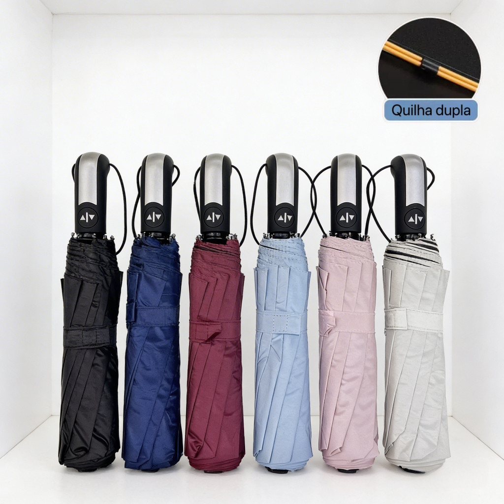 Automatic Folding Umbrella Windproof Compact UV Protection Portable Rain Umbrella for Men Women