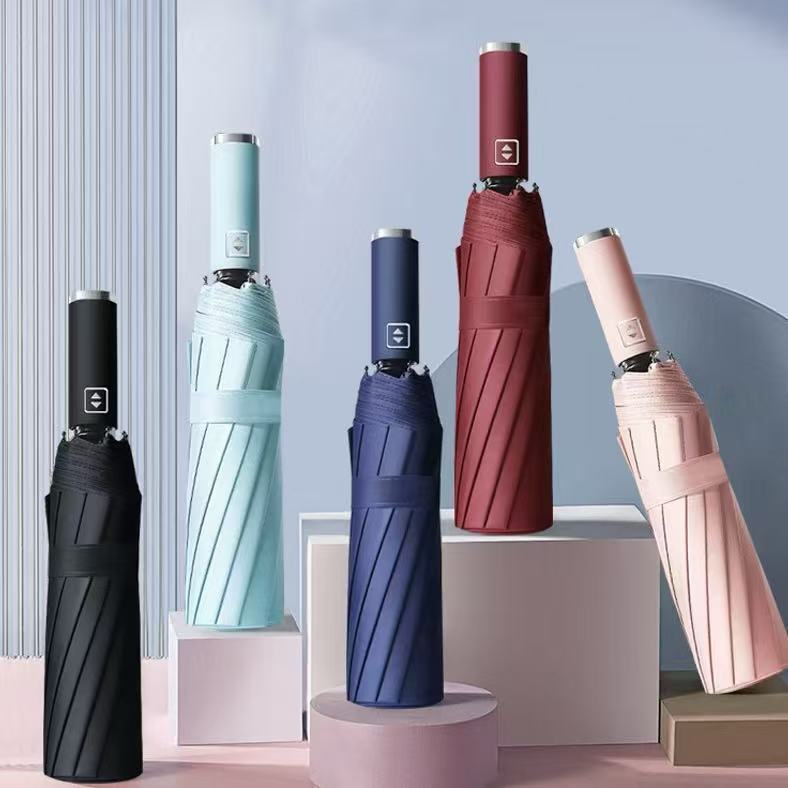 12 Rods Automatic Folding Umbrella Sun Dual Use Windproof Reinforcement UV Protection