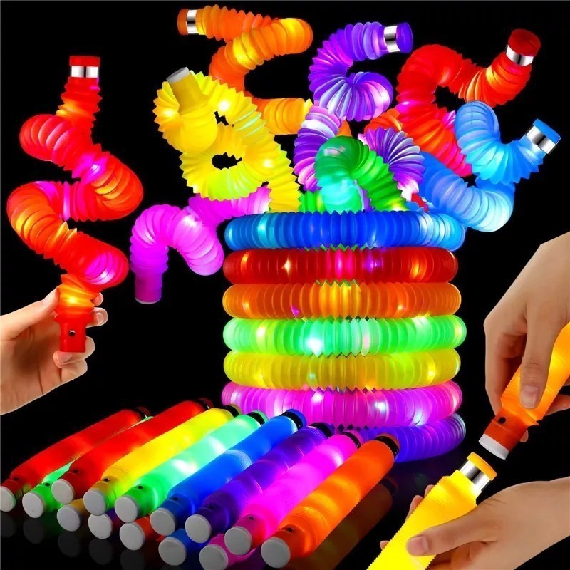 Com Led Tubo Fidget Tube Toys Folding Pop It Cor Colorido Kit 6-30PCS