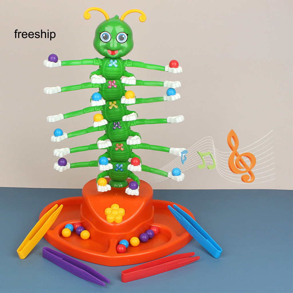 Cartoon Caterpillar Toy Children Game Electric Swing Dancing for Toddlers – Multiplayer Bead Placing to Develop Fine M