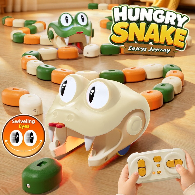 Electric remote control magnetic snake, adjustable speed, movable eyes, 2-person battle against children's toy car
