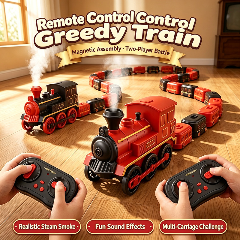 Children's remote-controlled magnetic snake simulation train with whistle, steam, electric, and Christmas gift