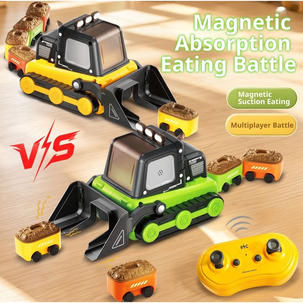 Remote control magnetic suction snake electric engineering vehicle, two person battle, children's toy car