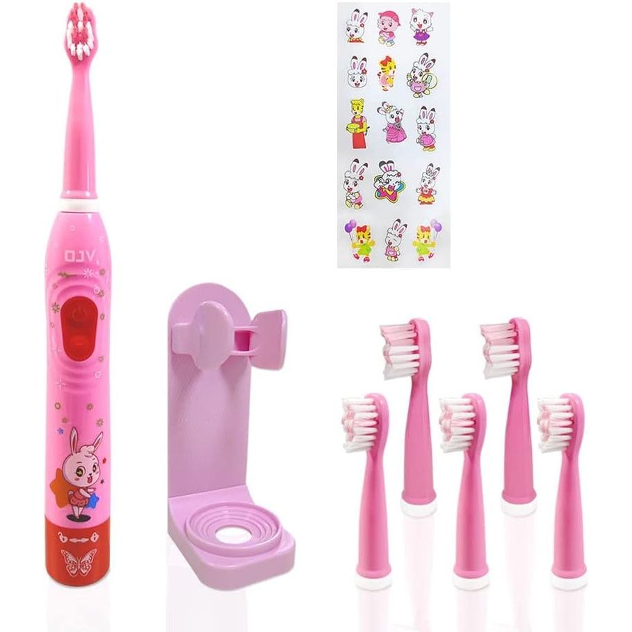 OJV 8630 Kids Sonic Electric Toothbrushes for Children Kids, 6 Modes 2-Min Timer, 6 Brush Heads, USB Rechargeable Power