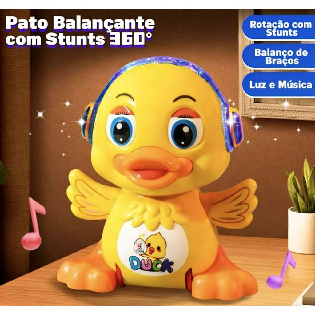 Stunt Swing Duck Rotating Top Ball Duck Electric Children's Puzzle Light Music Meninos e Meninas.cr