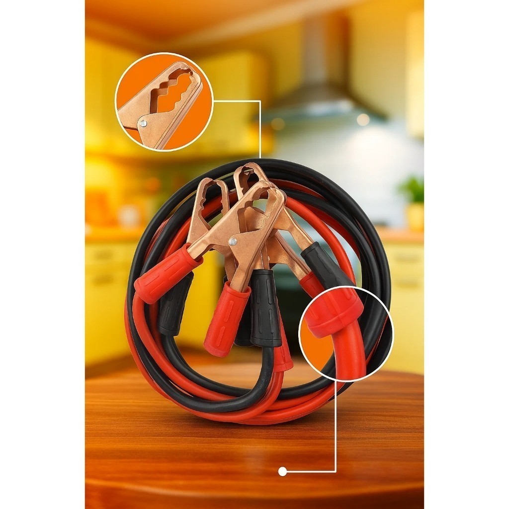 Cabos Kit 2 Chupeta Bateria 600A 2,5M Reforcado Arranque Emergencia Automotivo Caminhao