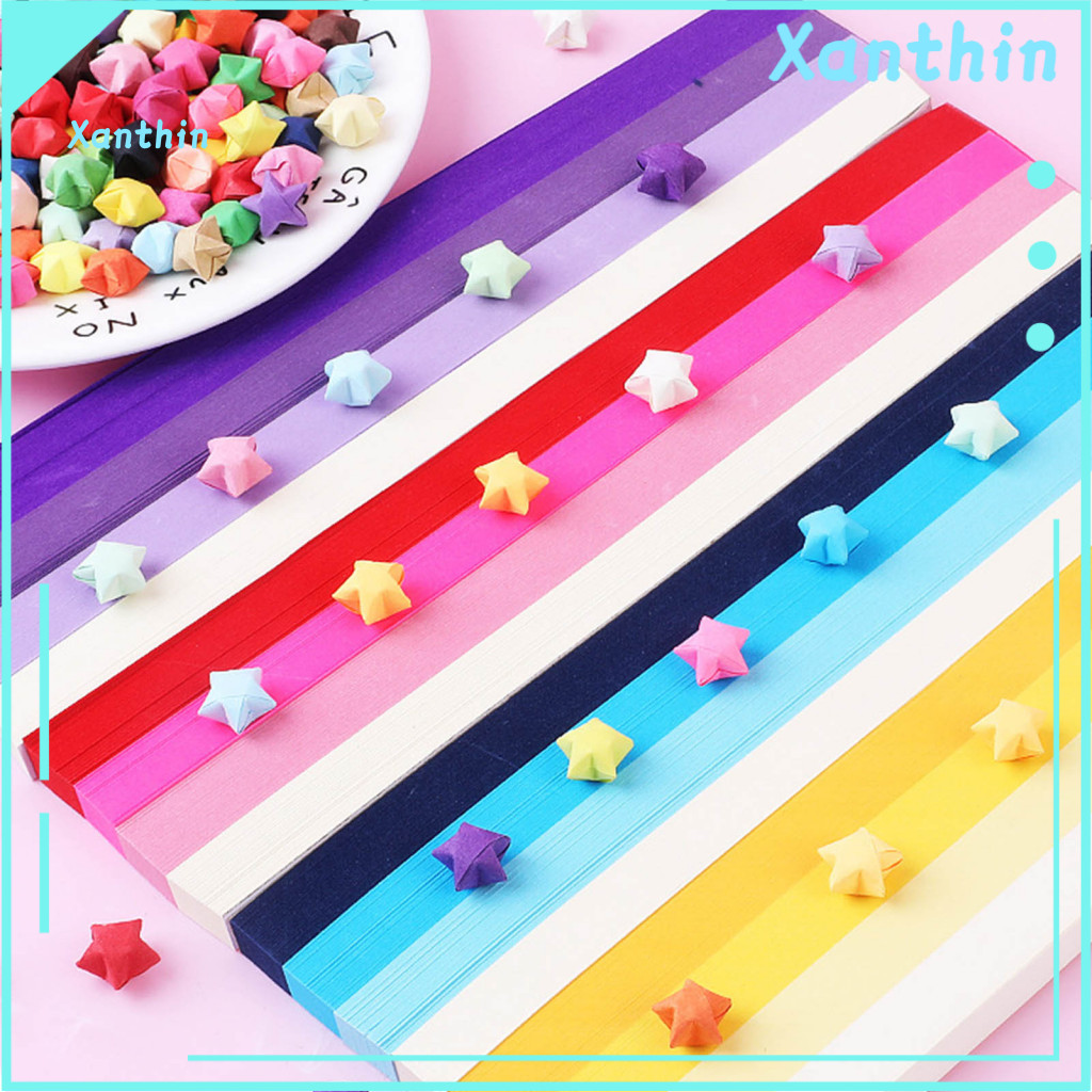 Solid Color Origami Paper Star 540pcs Lucky Strips Diy Craft Kit Colorful for Handmade Decorations School Projects