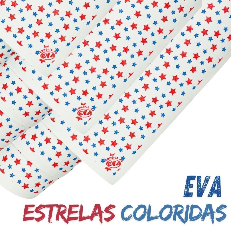 Eva Estampado Branco com Estrelas Coloridas