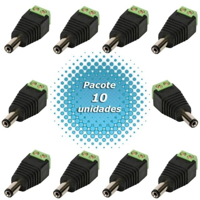 10 Plug Conector P4 Macho Alimentação Energia Borne Câmera