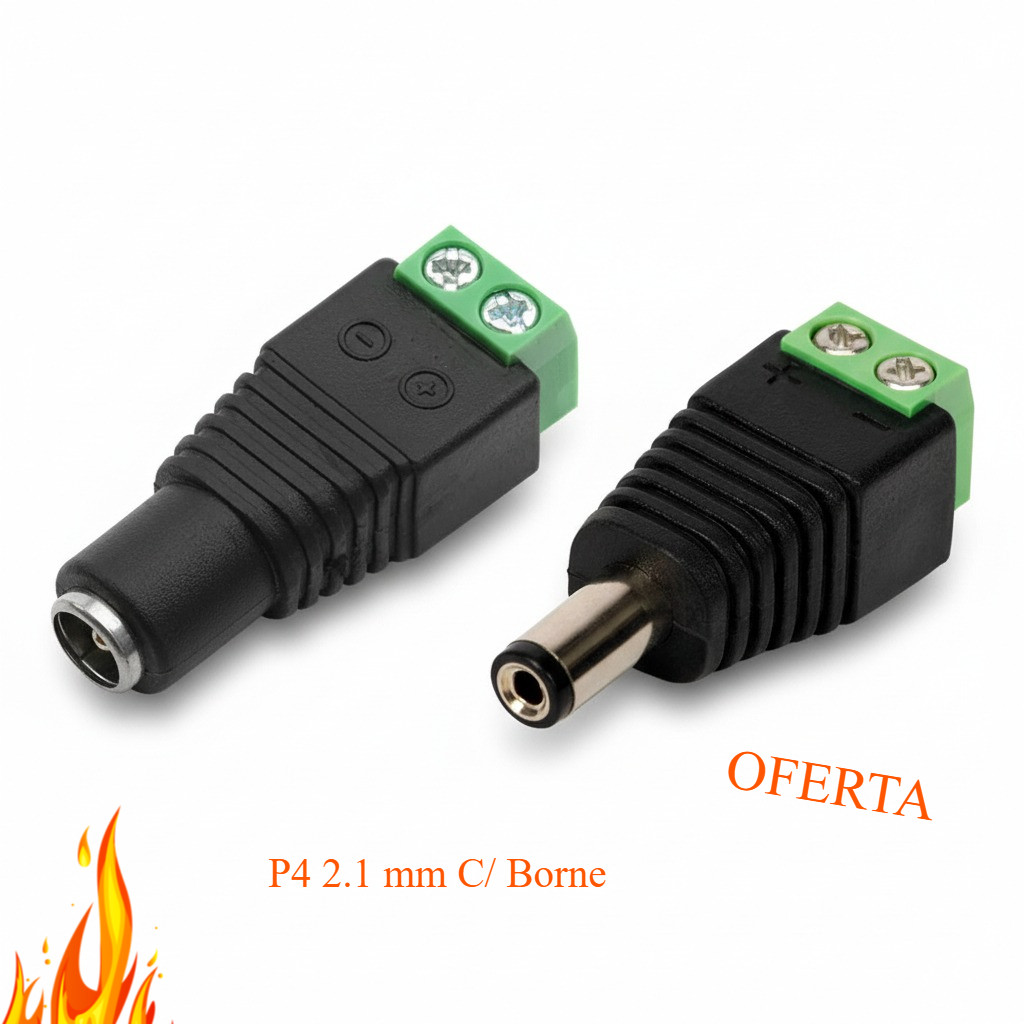 Kit 6 Conector fonte Plug p4 3x Fêmea e 3x Macho 12v Adaptador com Borne Conector fita LED câmera som