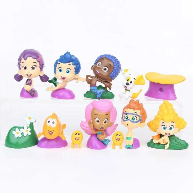Bubbles Guppies 10 bonecos Miniaturas  Colecionaveis Bubbles Guppies Gil Molly Goby Oona Bubble Puppy Little Fish