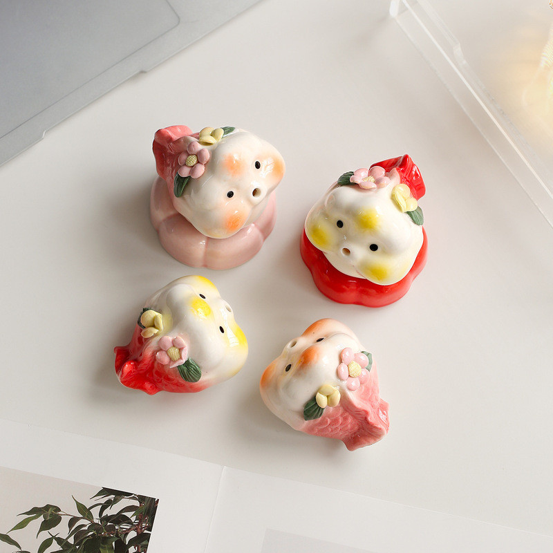 Estoque pronto Pinch Flower Bubble Fish Zhuanzhuan Cerâmica Fofa Diversão Cerâmica Decorações de Carro Presentes Criativ