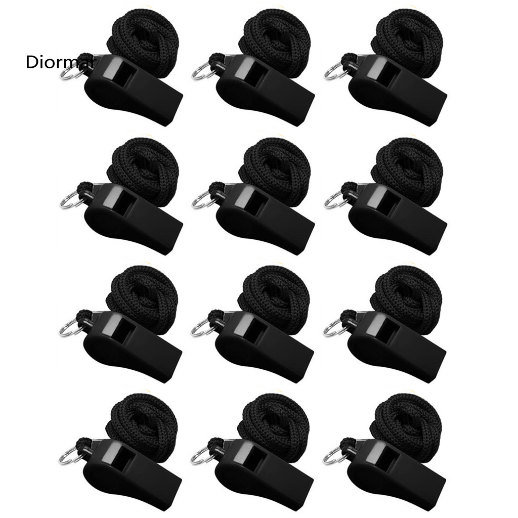Loud Crisp Sound Whistle Compact 12pcs Colorful Sports Whistles with Lanyards – High Decibel Portable Referee for Coac