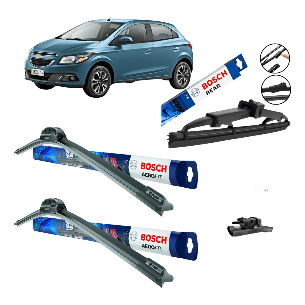 Jogo Palheta original Bosch Aerofit Dianteira E Traseira Bosch Rear Onix 2013 2014 2015 2016 2017 2018 2019