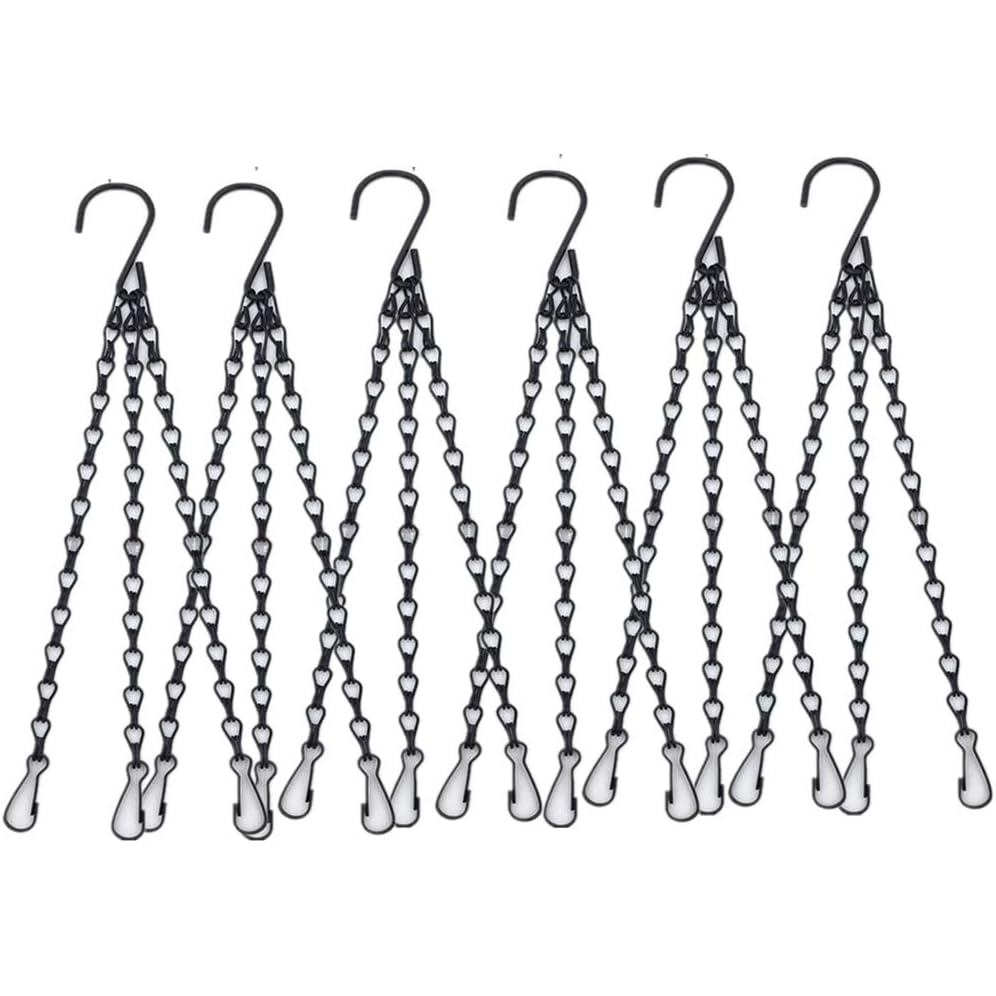 6 PiecesHanging Chain， Heavy Duty 22 Inch Hanging Flower Basket Galvanized Replacement Chain -3 Point Garden Plant Hange