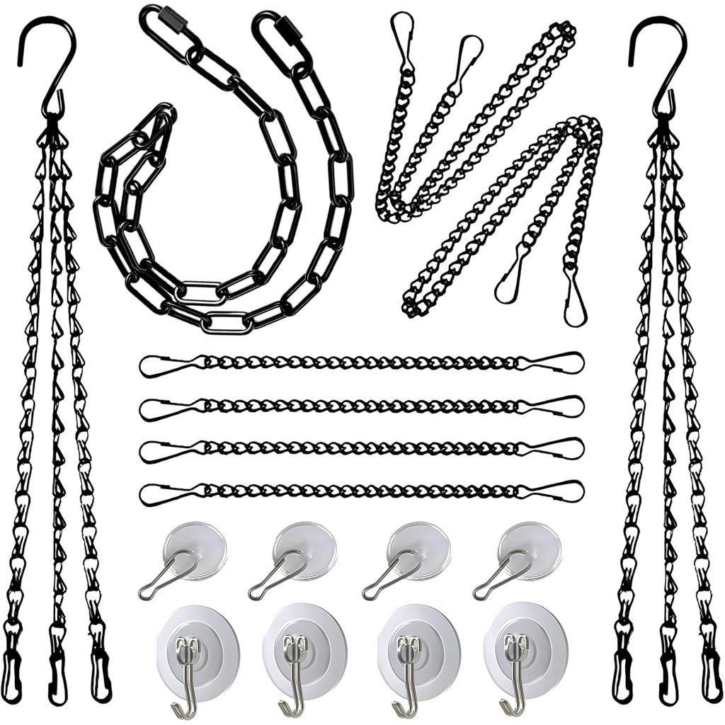 Stained Glass Window Hanging Chain Kit -DIY Plant Hanger Supplies Sturdy Black Metal Nickel Plated Chains, Stained Glass