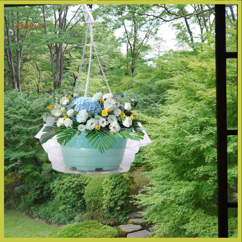 Flower Pot Bottom Bracket Hanging Plant Drip Tray 10pcs Transparent Plastic Trays with Hook Design – Moisture Preventi