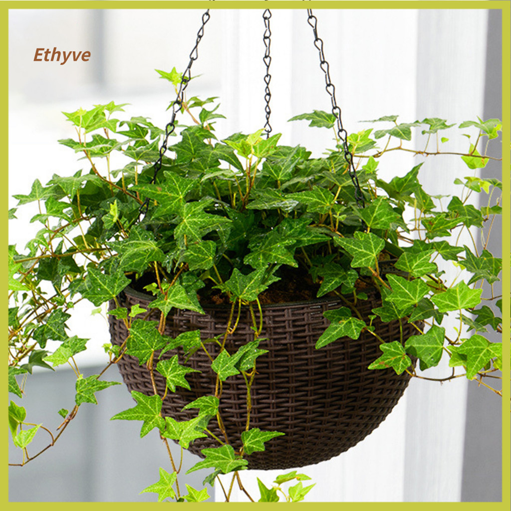 Hanging Basket with Sturdy Chain Basin for Plants Self Watering Planter Water Level Indicator – Thick Durable for Indo