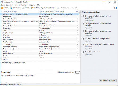 WP-Premium Theme - AVADA - Sprachdateien Paket de_De