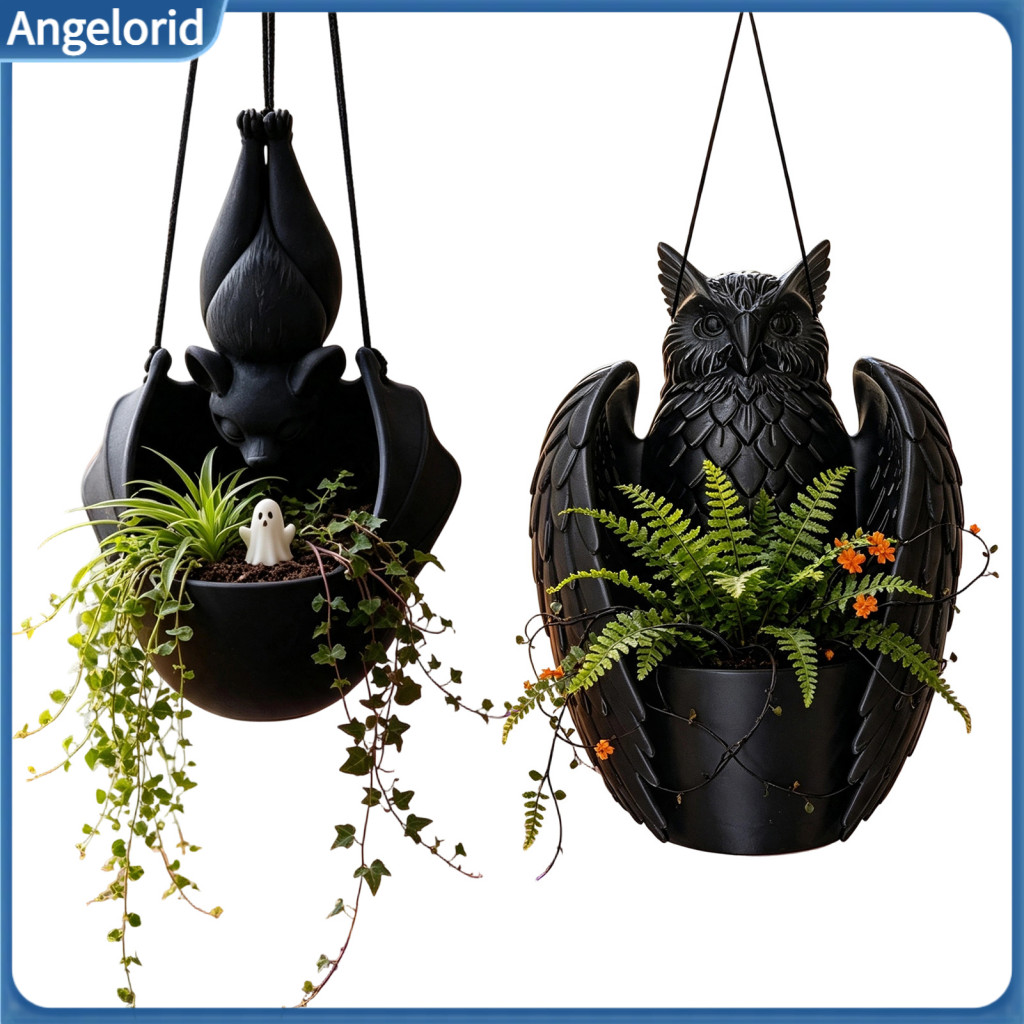 3d Printed Plant Pot Hanging Planter Bat Owl Halloween Decor for Home Porch Balcony Vines Holder Unique Southeast Style