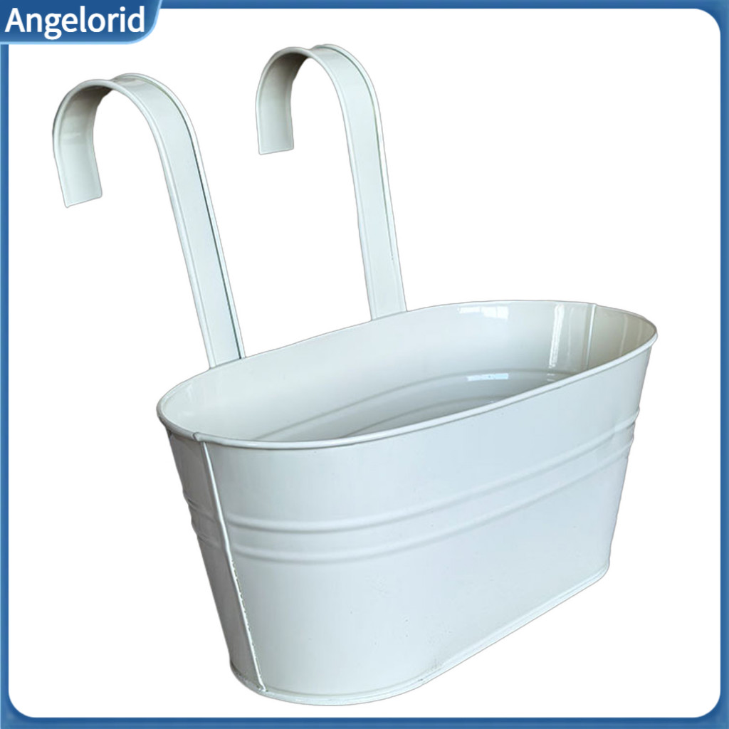 Metal Flower Pots with Hooks Space Plant Decor Hanging Planter Drainage Holes Detachable Balcony Railing Pot for Indoor