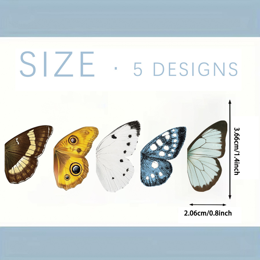 Conjunto de 5 marcadores magnéticos coloridos de borboleta em estilo cartoon, ideais para anotações, decoração de