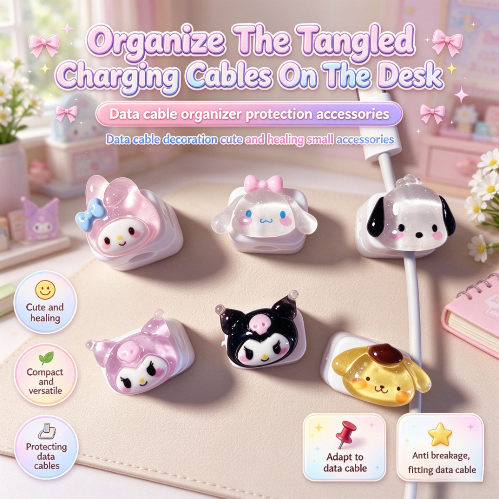 Organize The Tangled Charging Cables On The Desk Adorable Cartoon Design Great Decor For Desktop