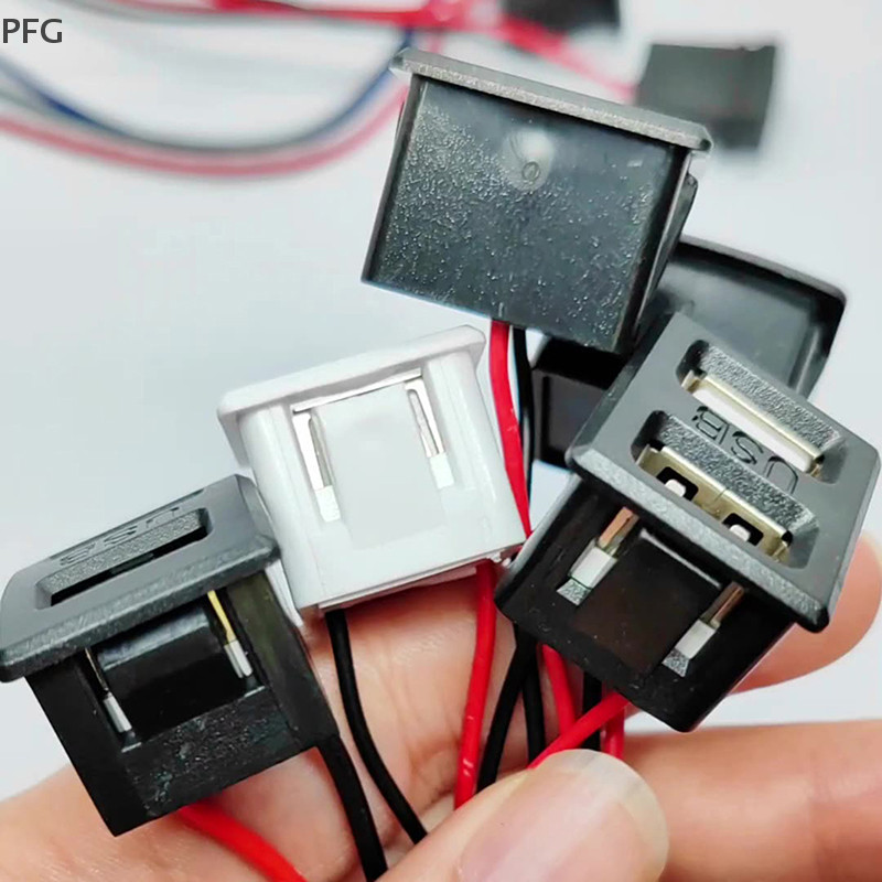 PFG 1PC Black Double-Layer USB Type-C Charging Socket With Cable Connector BR