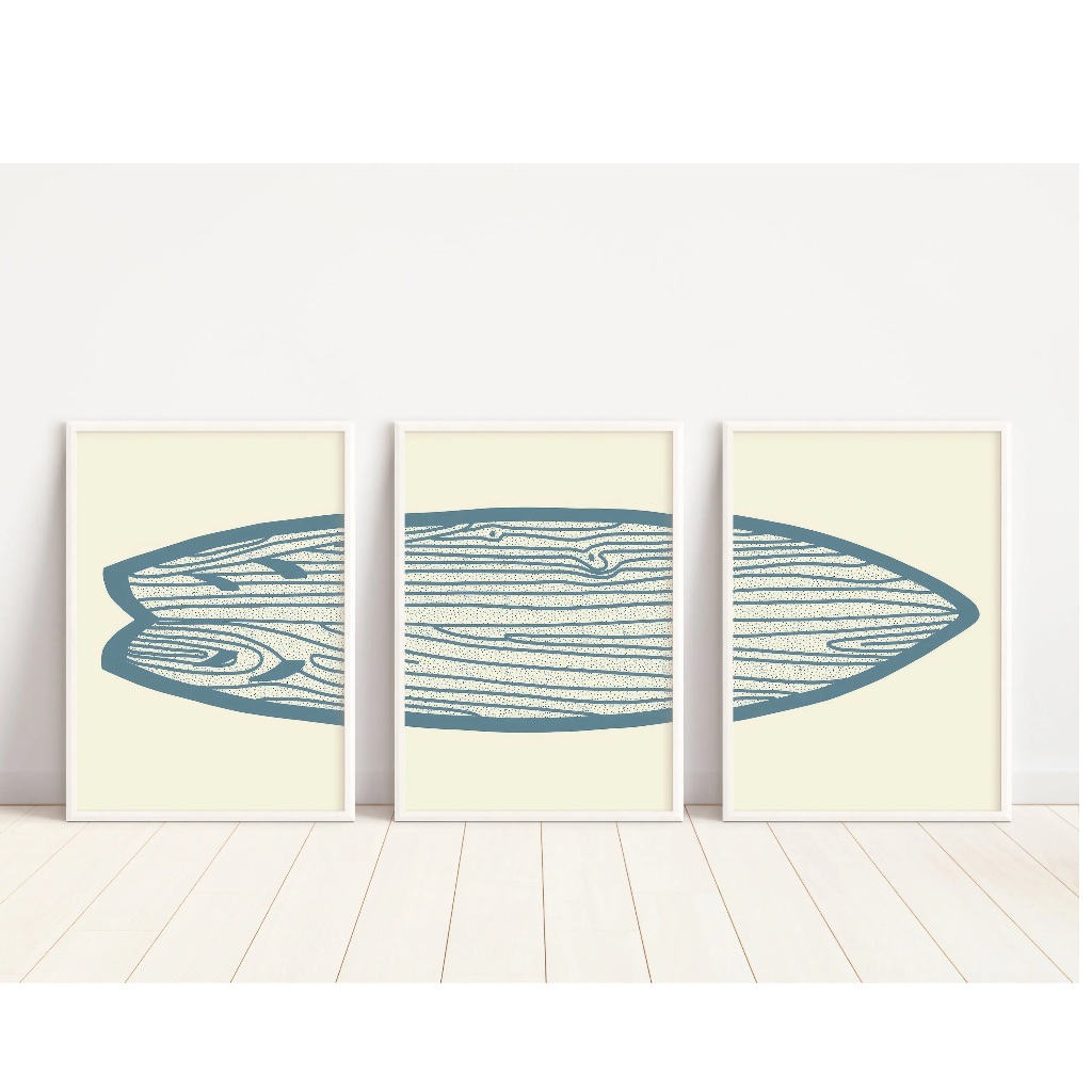 Quadros decorativos Prancha de Surf, Beach Art (3 peças)