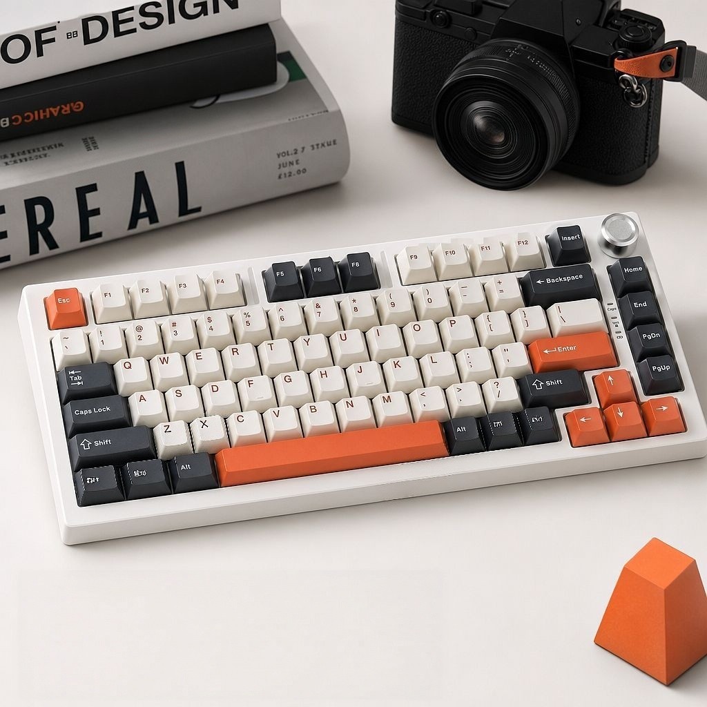Retro Branco Laranja Personalizado Teclas Duplo Tiro PBT Conjunto Cereja Perfil 128 Para Teclado Mecânico