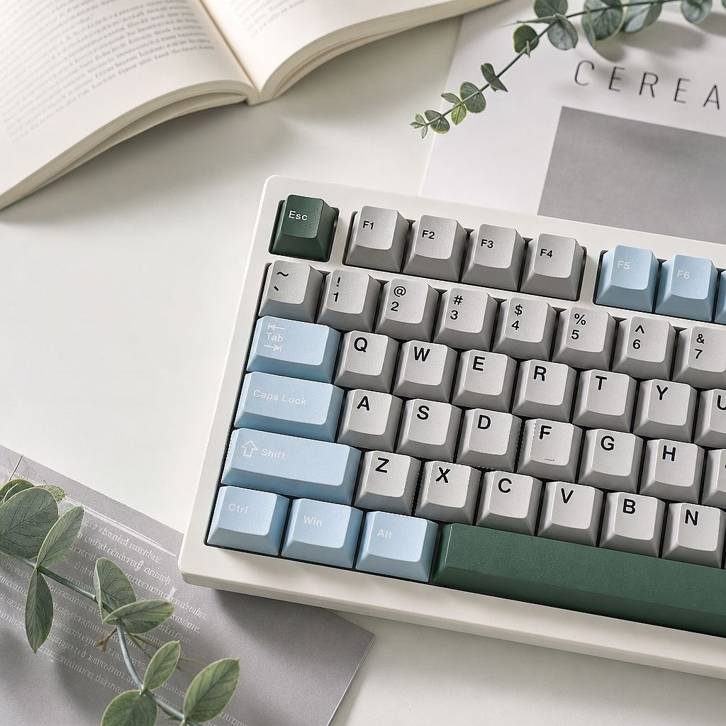 128 Teclas Ciano Limão Duplo Tiro PBT Keycaps Conjunto Cereja Perfil Personalizado Retro Cinza Para Teclado Mecânico
