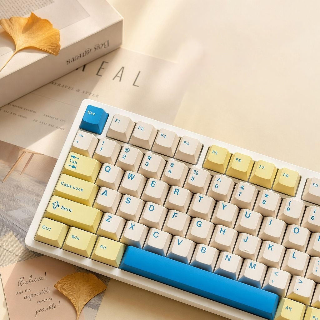 Conjunto De Teclas Tricolores Com Perfil Cereja De 128 Double Shot PBT Para Teclado De Jogos 61/68/75/87/104/108