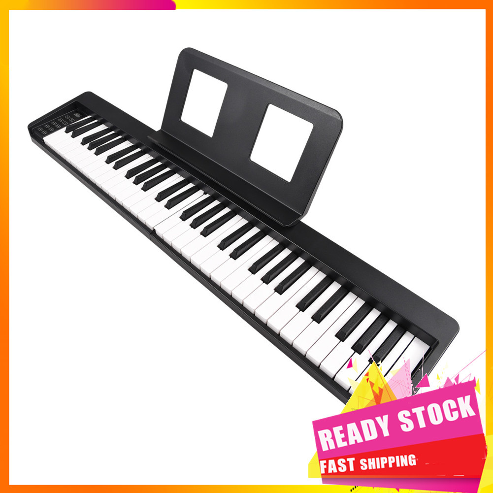 Gfgfgfgg Piano digital dobrável de 61 teclas, ritmos de 128 tons, tela LCD, alto-falantes duplos, bateria recarregável