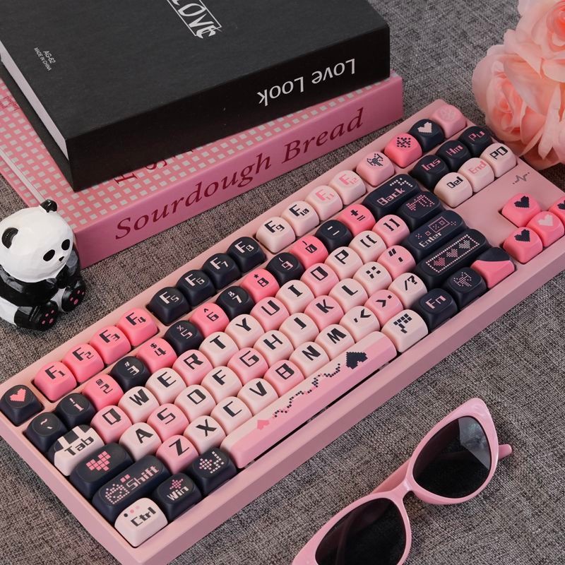 Conjunto De Teclas PBT Black Pink Sweetheart MOA Profile Dye-Sub 128