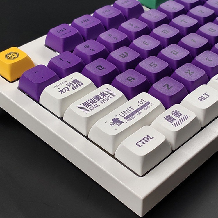 EVA-01 Keycap-02 Asuka XDA Profile PBT Teclado Mecânico De Sublimação De Tinta De Cinco Lados 128 Teclas Evangelion Cool