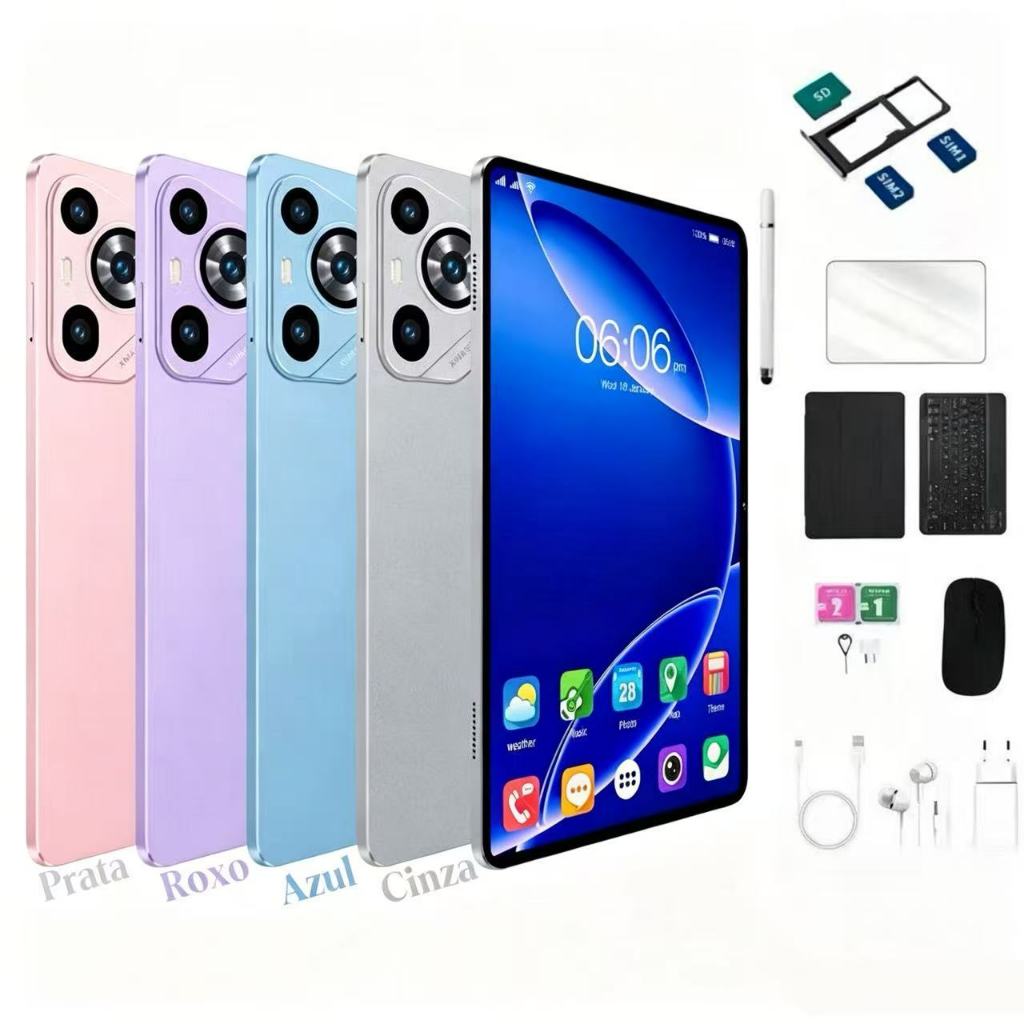 Tablet 6GB RAM +128GB HD 10,1 Polegadas Tela Grande PC pad Android Dual SIM Card Câmera 30MP e 13MP WIFI 5G 8000mAh