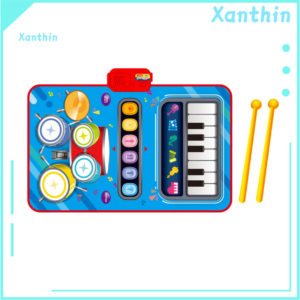 Toddlers Music Blanket Interactive Mat Children's 2-in-1 with Electronic Piano Keyboard and Drum 13 Songs 6 Instruments