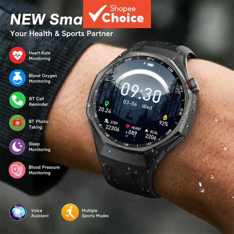 Novo smartwatch outdoor com longa duração da bateria, 5ATM à prova d’água, tela HD sensível ao toque, monitor de