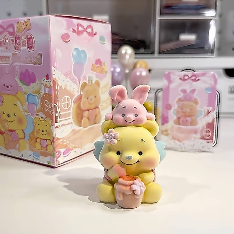 Secret Place Winnie the Pooh Bear Flocking Blind Box Hand-Made Desktop Car Decoration Toy Net Red Birthday Gift Q6mG